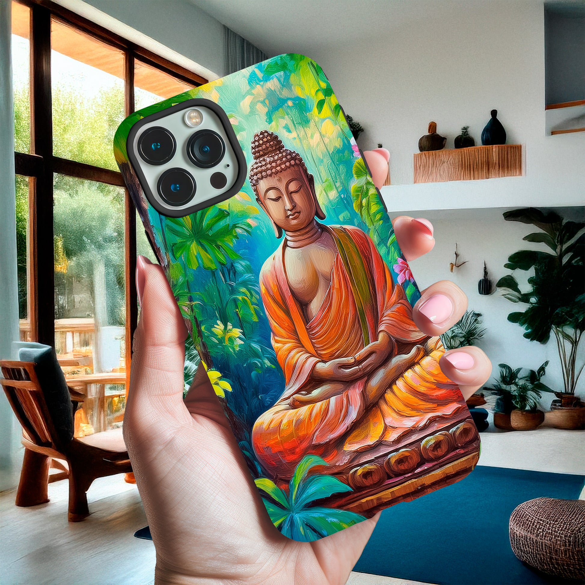 Tropical Meditation Buddha Phone Case - Leather or Rubber for iPhone & Samsung image 1
