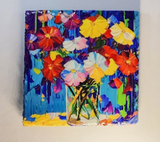 Bar and Kitchen Decor, Flower Melody  Slate Rock Drink Coasters image 0