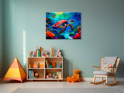 Tropical Oasis: Red Sea Turtle among the Coral Reef image 2