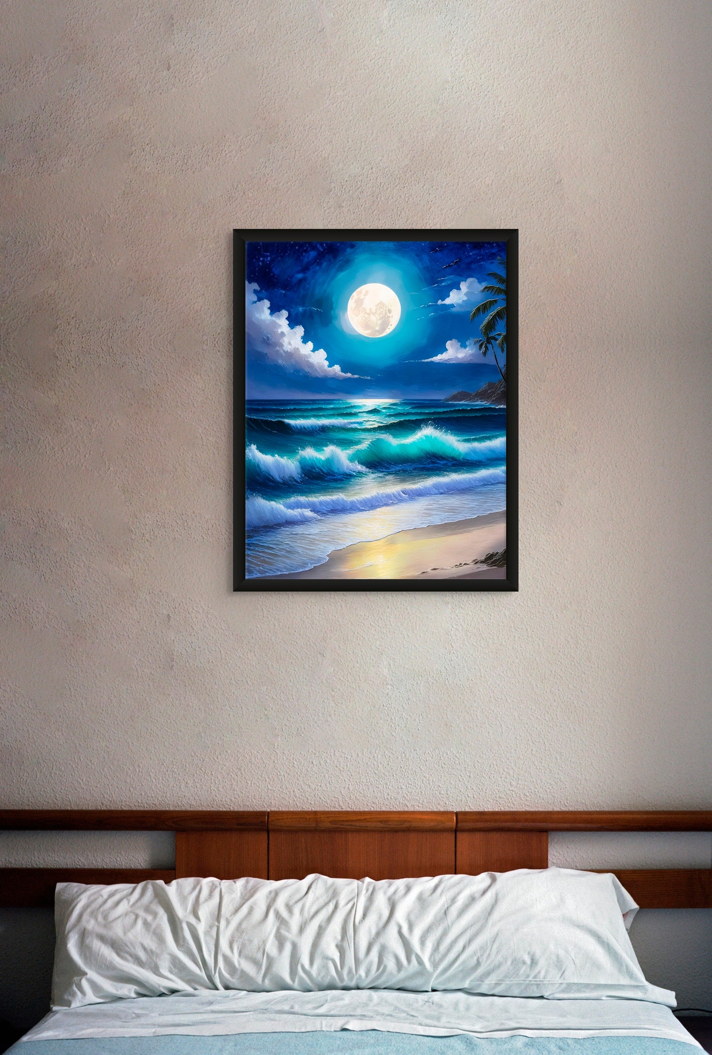 Night in Paradise - Captivating ocean waves under a luminous full moon. image 3