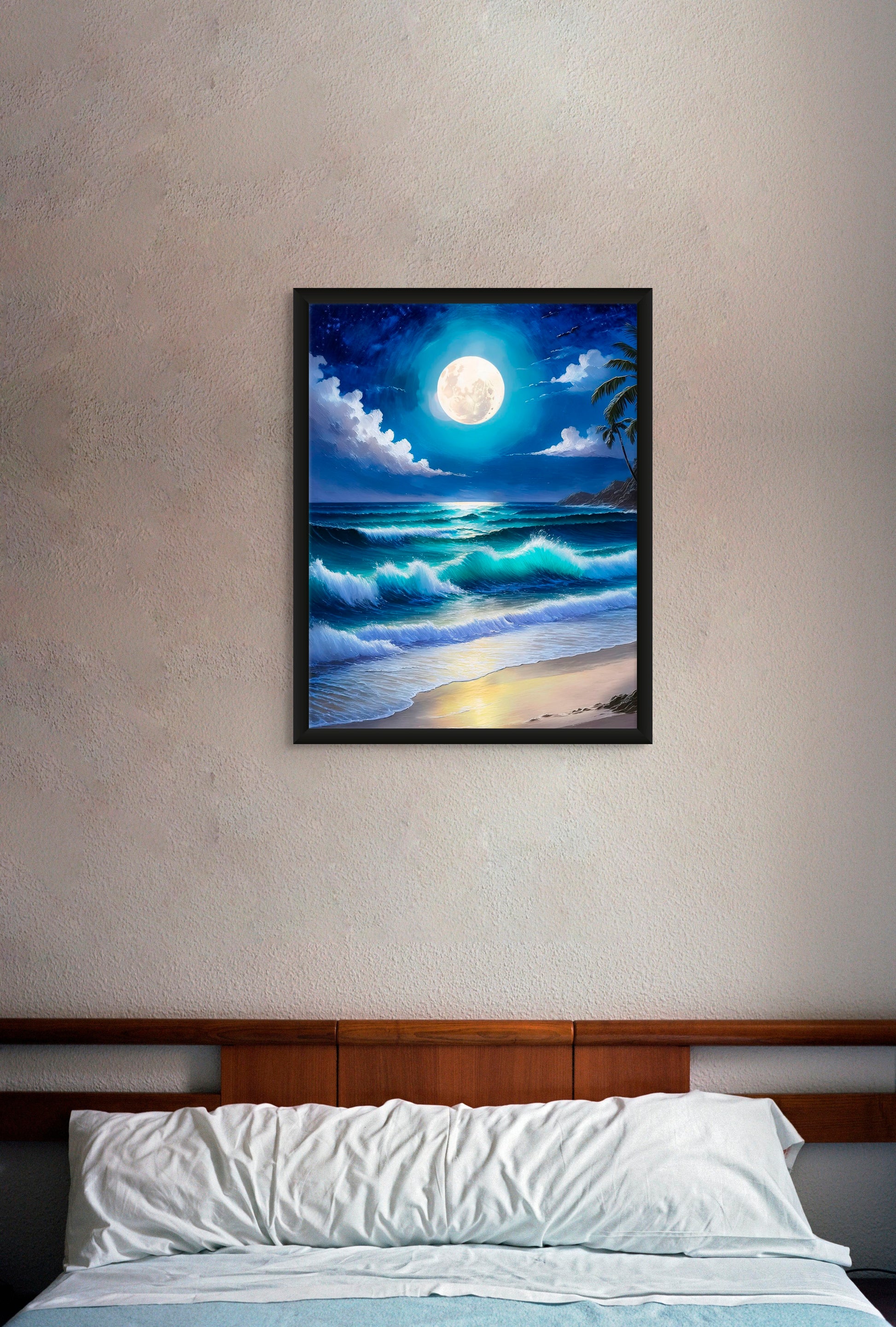 Night in Paradise - Captivating ocean waves under a luminous full moon. image 3