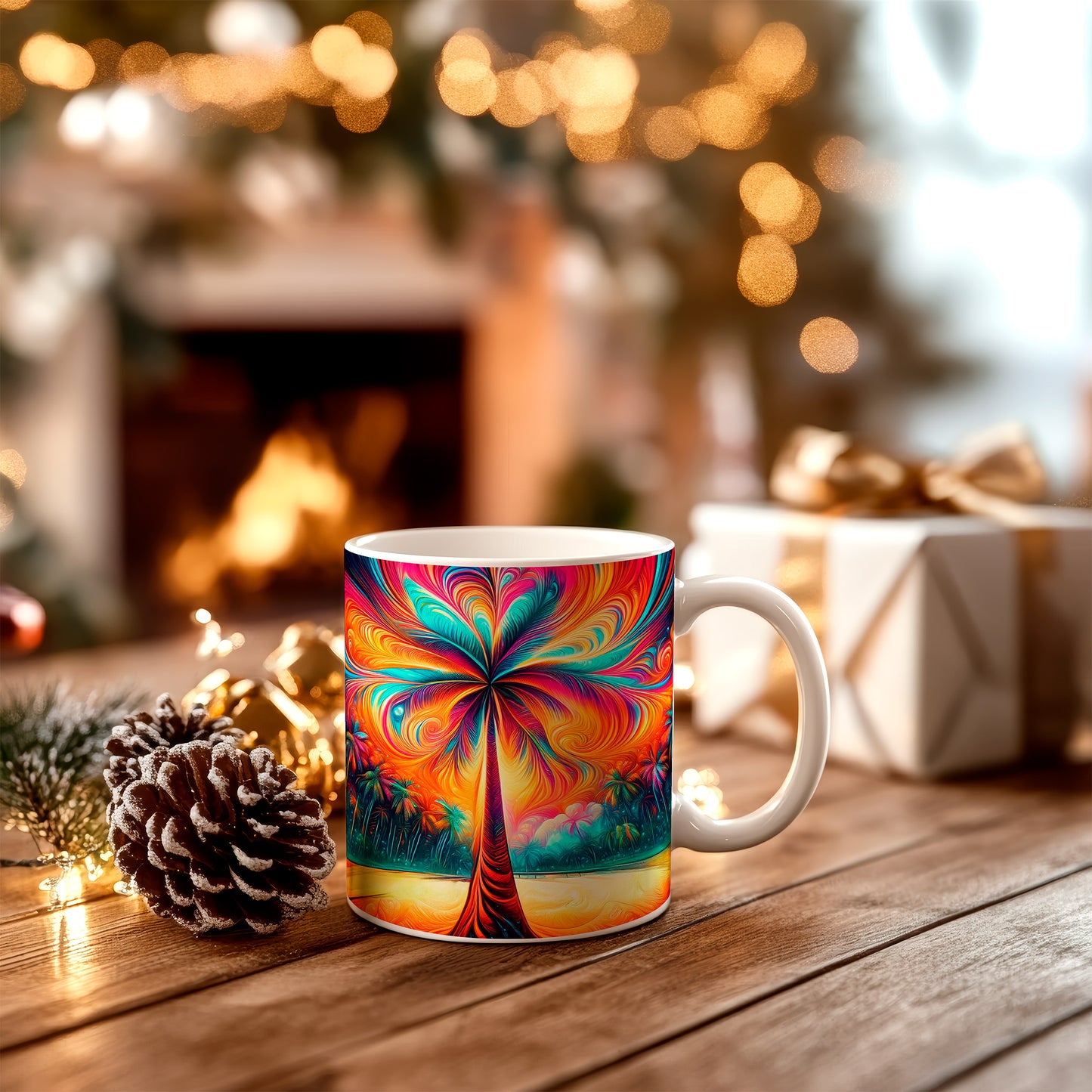 Vibrant Palm Swirl Mug - Bold and colorful coffee mug featuring a mesmerizing sw image 0