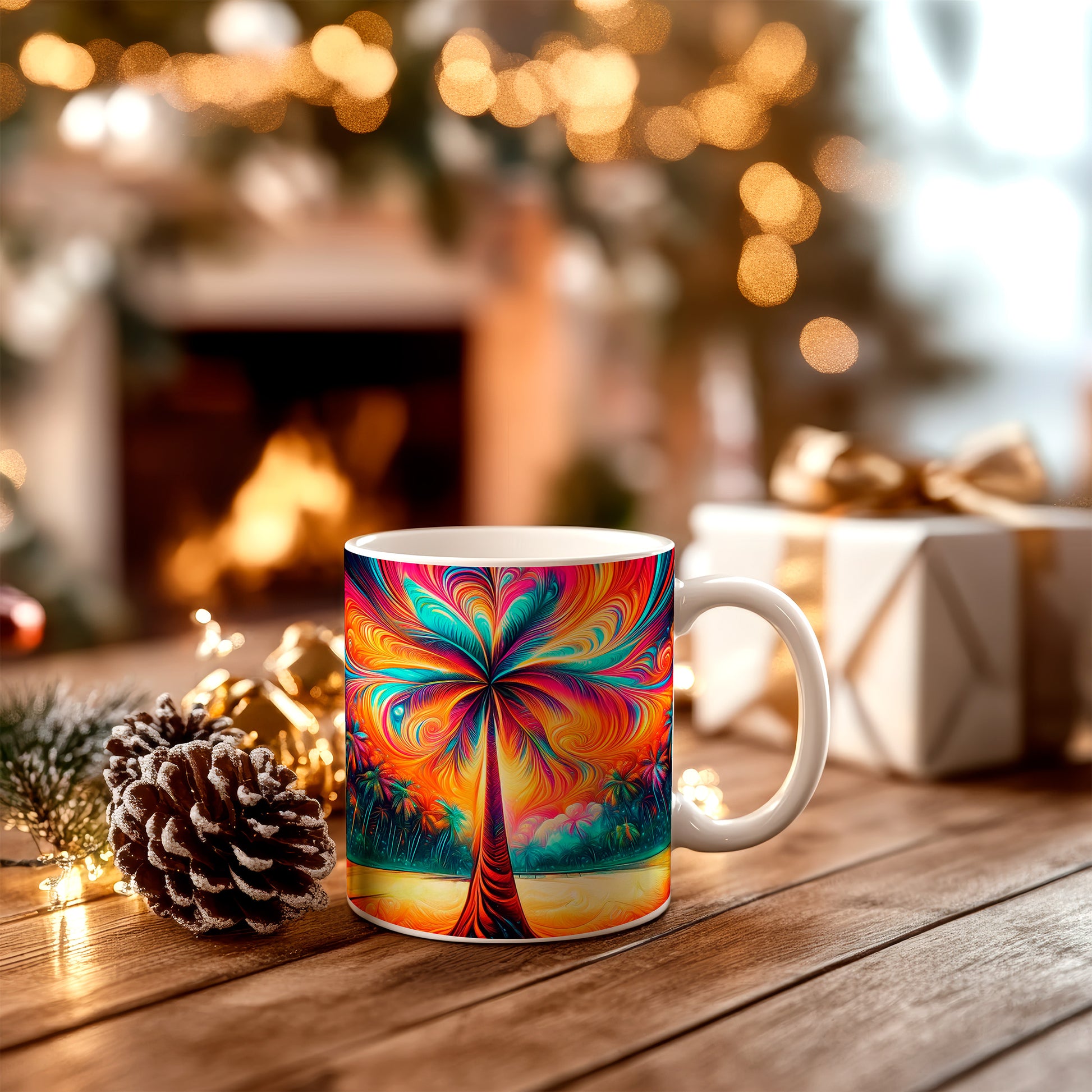 Vibrant Palm Swirl Mug - Bold and colorful coffee mug featuring a mesmerizing sw image 0