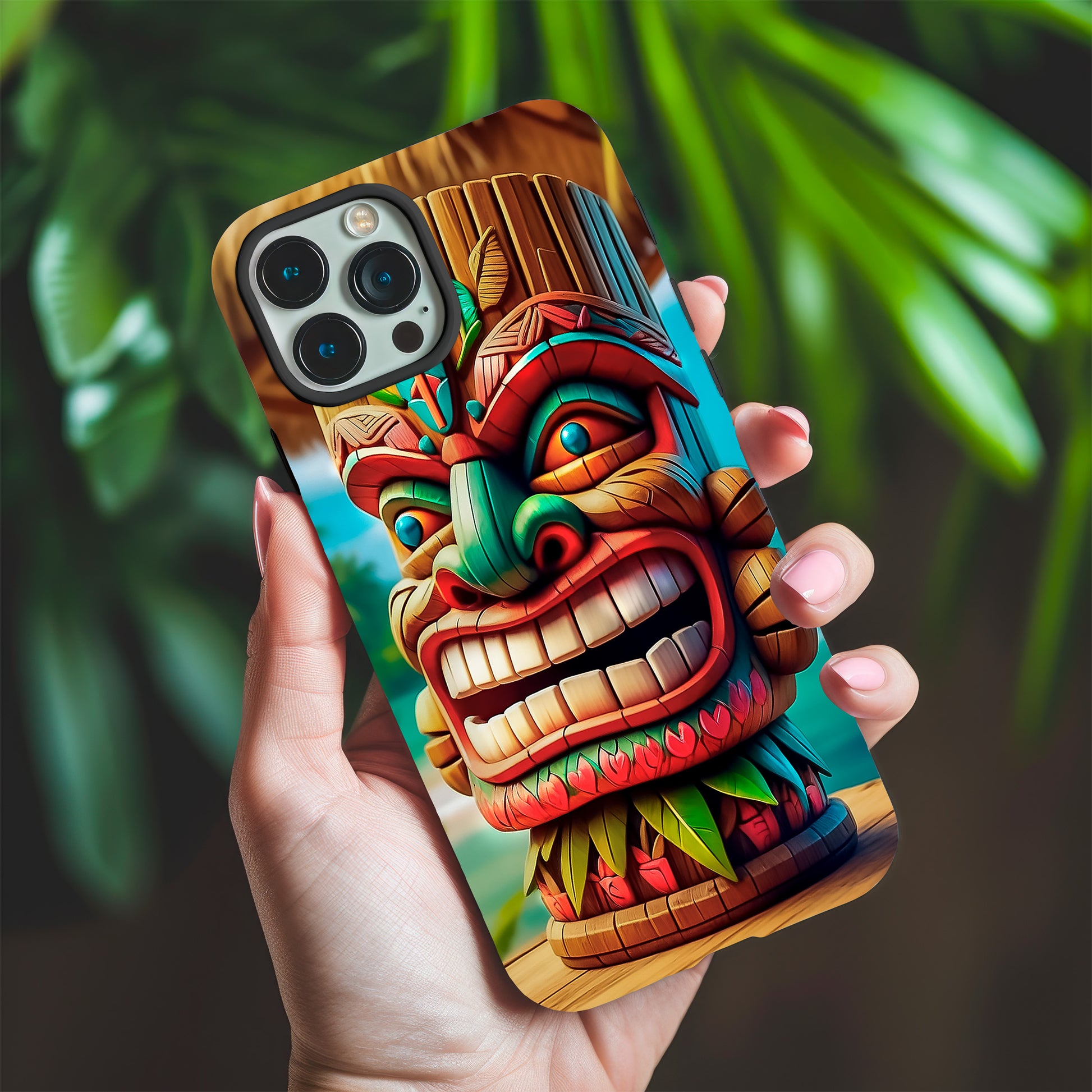 Tiki Mask Phone Case - Vibrant Hawaiian-inspired Iphone and Samsung image 2
