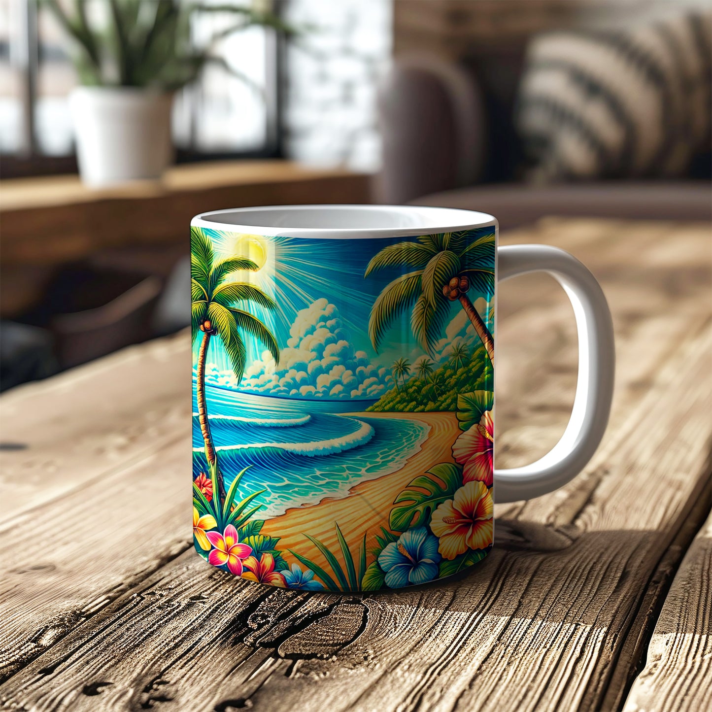 Tropical Paradise Beach Mug - Vibrant Coffee Mug image 2