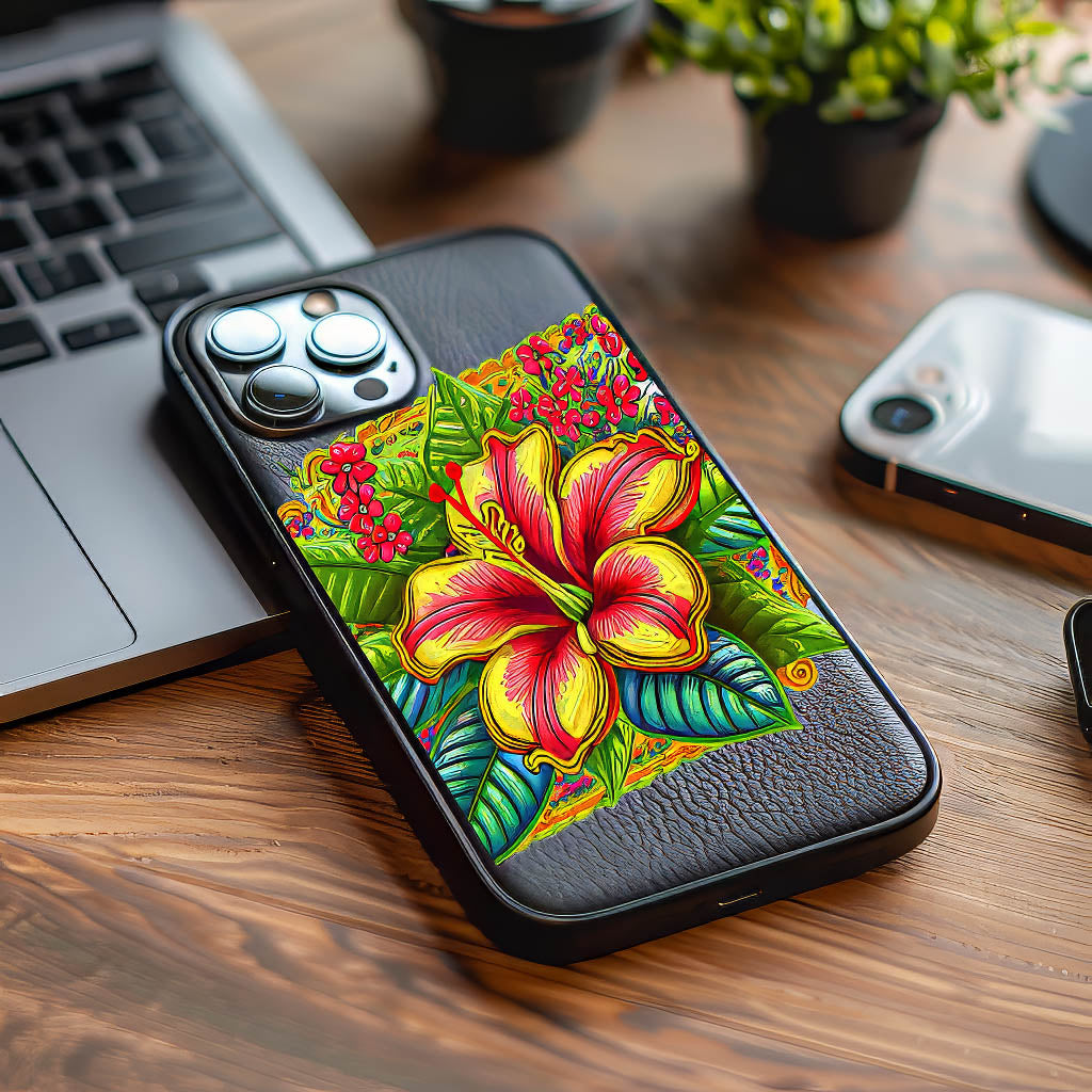 A Paradise Bloom Phone Leather Case - Iphone 11-15 -Samsung S20-S24 image 1