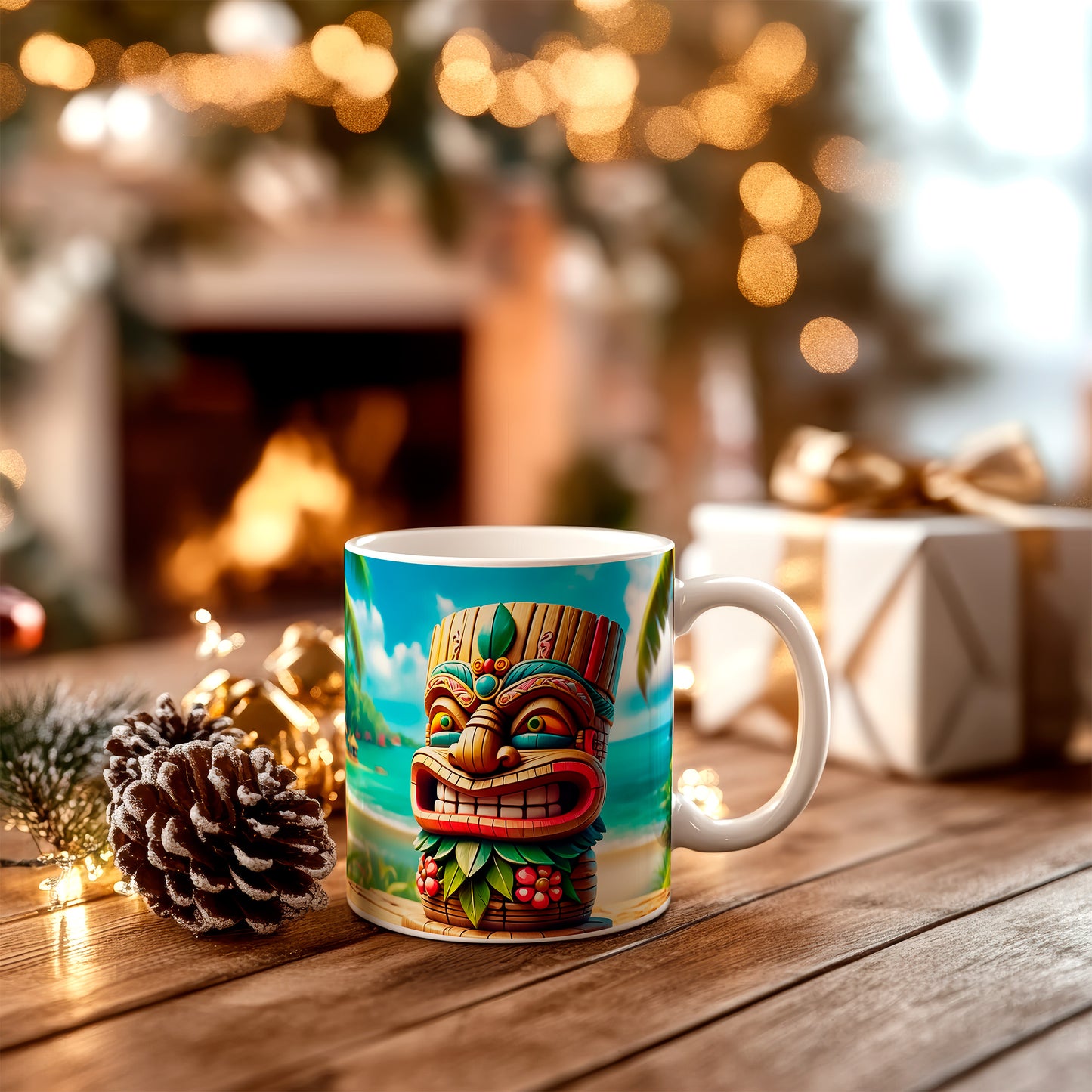 Tiki Mug - Vibrant and bold tropical tiki design coffee mug image 1