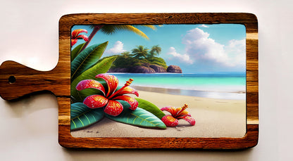 Hibiscus on the beach - Slate Cutting Board image 0