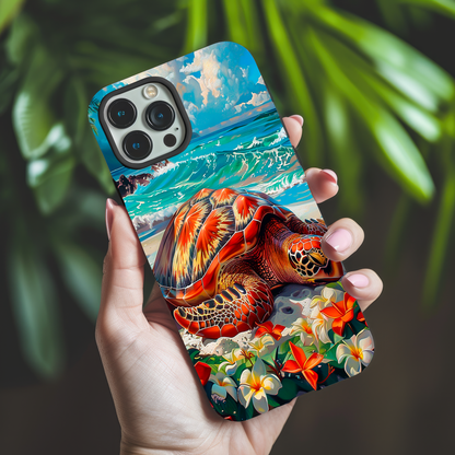 Sleeping Turtle Beach iPhone and Samsung Leather Cases image 1