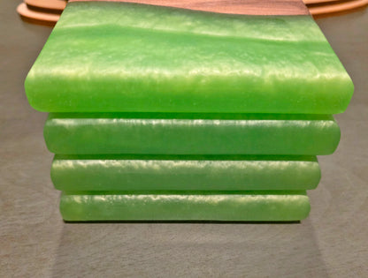 Walnut Epoxy Coaster Set – Green Resin Wood Drink Coasters