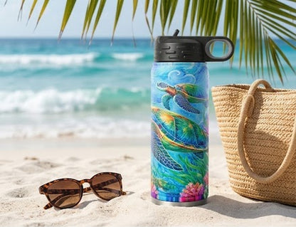 Sea Turtle 20 oz Insulated Water Bottle – Hawaiian Honu Ocean Flask