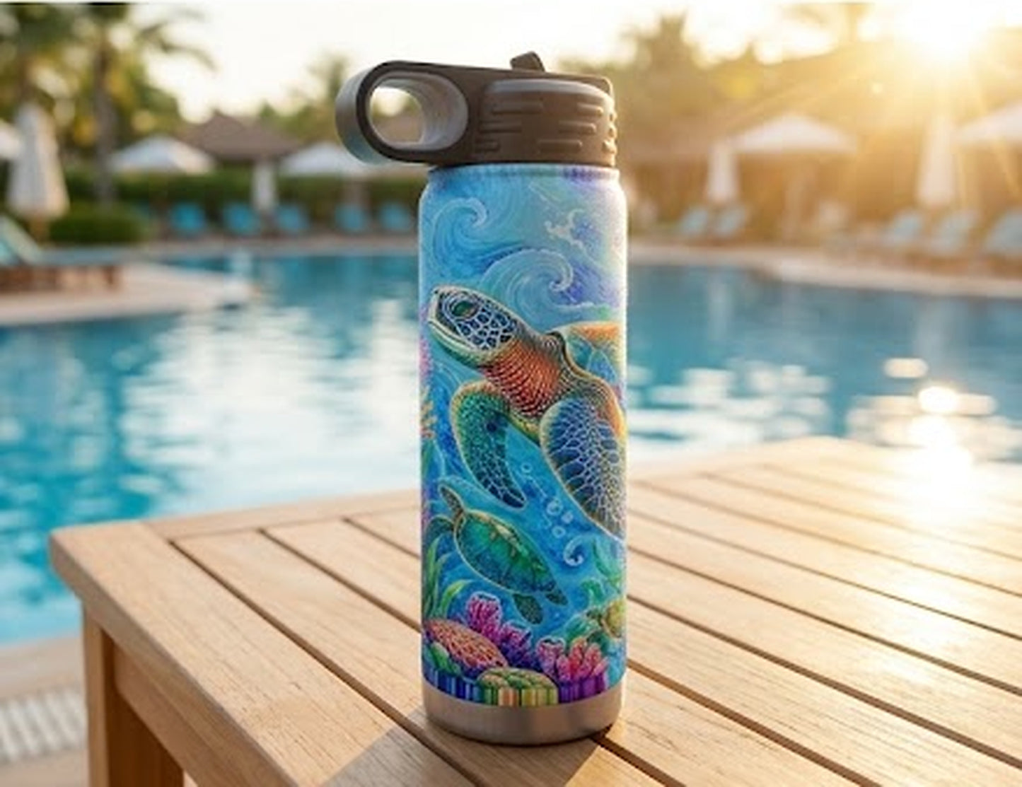 Sea Turtle 20 oz Insulated Water Bottle – Hawaiian Honu Ocean Flask