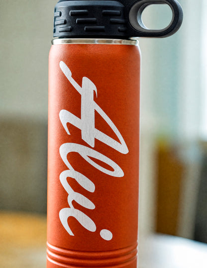 Engraved Tribal Pineapple Water Bottle, Red 20 oz Insulated