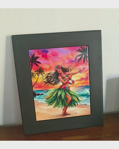 Hula into the Sunset – Hawaiian Hula Dancer Tropical Wall Art | Canvas, Metal, Acrylic & Tile
