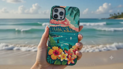 Hawaiian Sunset Phone Case – Tropical Beach Aesthetic Cover for iPhone & Samsung
