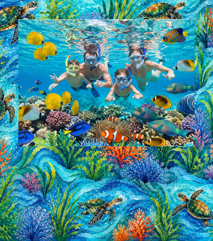 Sea Turtle bamboo photo frame with a sample photo; photo not included.