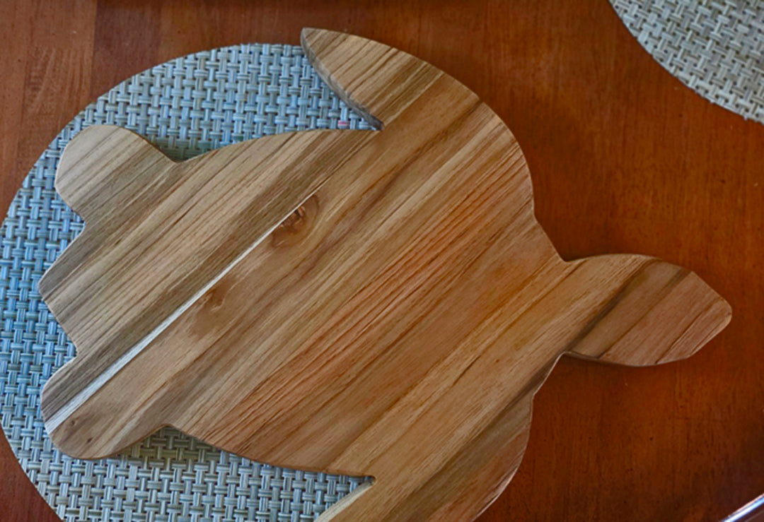 Solid Teak Sea Turtle Serving & Charcuterie Board – 1″ Thick Premium Hardwood